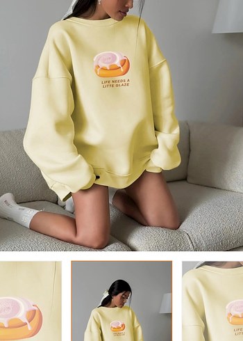 xl Beden sarı Renk Oversize Sweatshirt