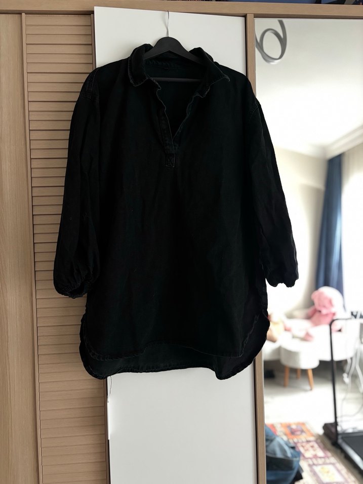 Bol Kesim Denim Gömlek - Görsel 2