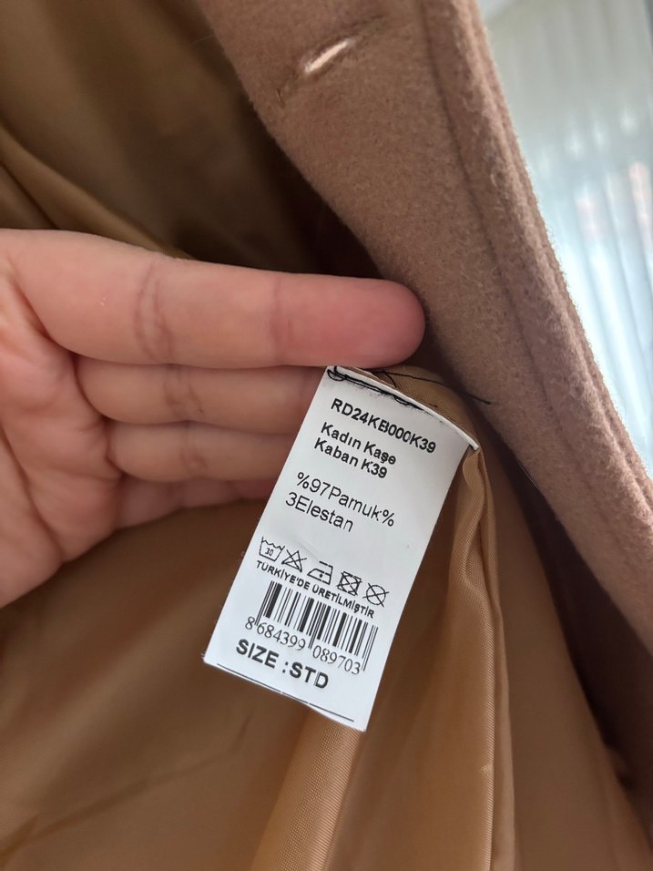 Düğmeli Bej Süet Kadın Kaban - Görsel 2