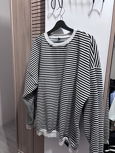 Kadın çizgili Sweatshirt