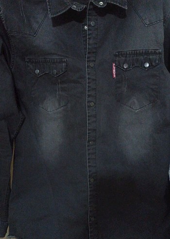 Diğer Siyah Denim Erkek Gomlek