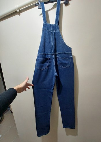 12-13 Yaş Beden lacivert Renk Kız çocuk Lacivert Denim Askılı Tulum