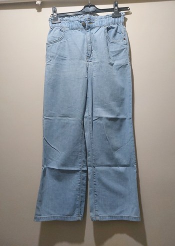 Kız çocuk Mavi Loose Fit Midi Denim Pantolon