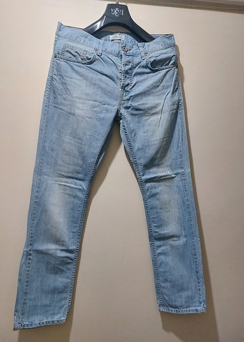 Düğmeli Mavi Kadın Denim Pantolon