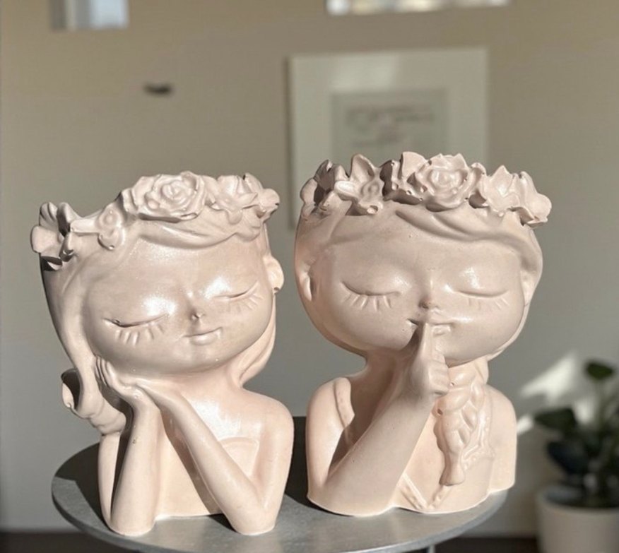 Beyaz Pastel Figür Saksı Seti - Görsel 2