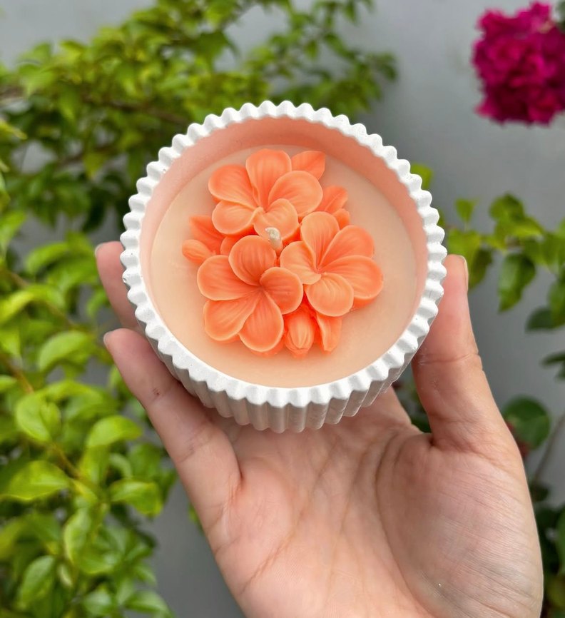 Çiçekli kokulu mum - Görsel 5