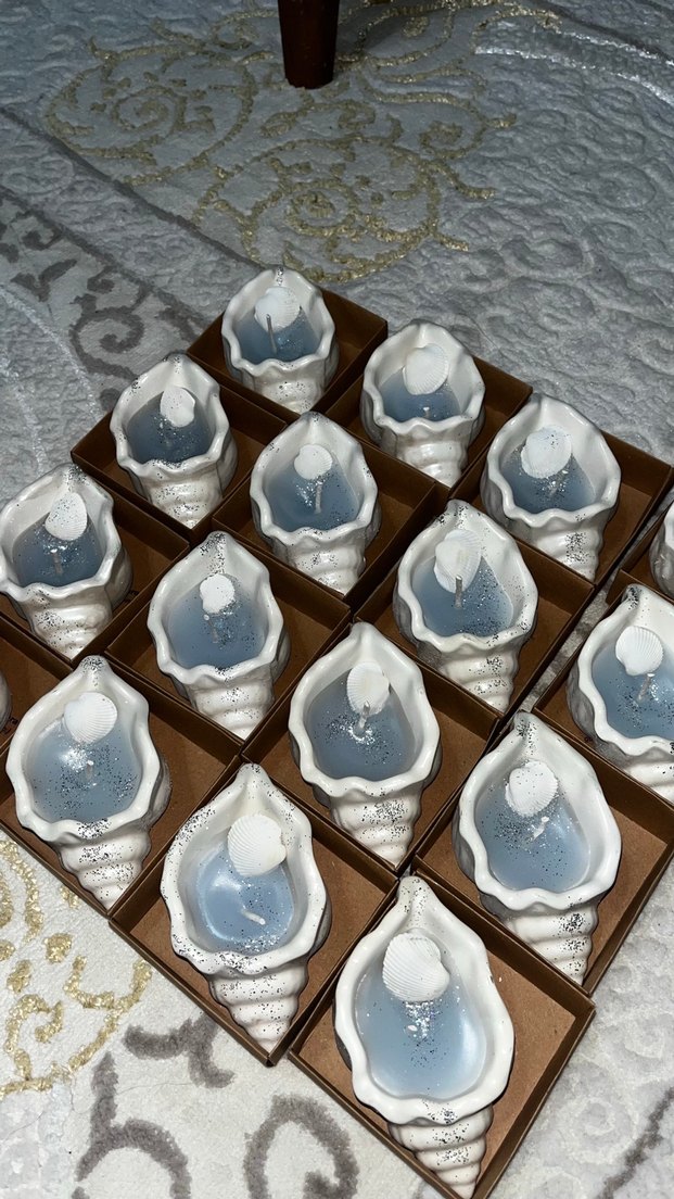 Deniz Kabuklu Seramik Mumluk hediyelik - Görsel 2