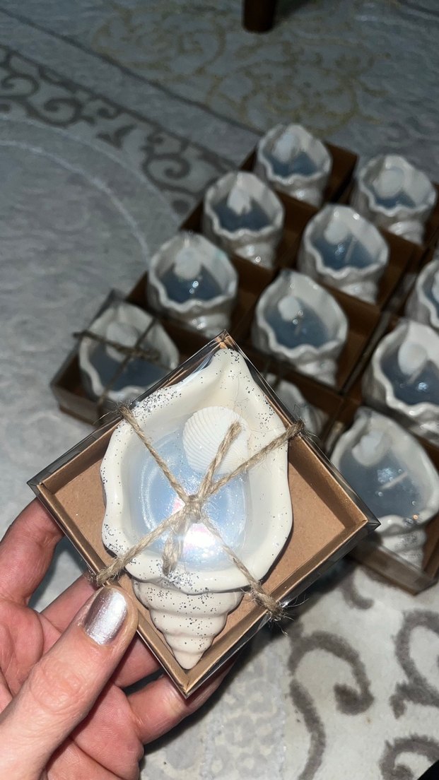 Deniz Kabuklu Seramik Mumluk hediyelik - Görsel 4