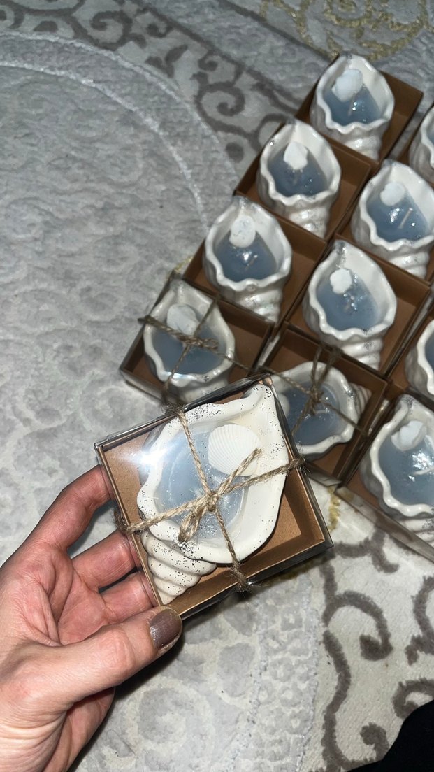 Deniz Kabuklu Seramik Mumluk hediyelik - Görsel 3