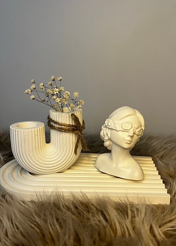 Beyaz Dekoratif Figür ve Vazo Seti - Görsel 3