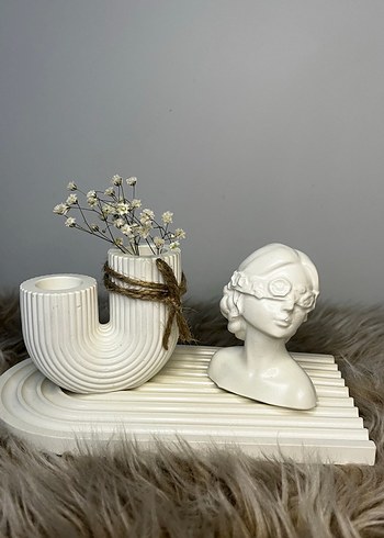 Beyaz Dekoratif Figür ve Vazo Seti - Görsel 4