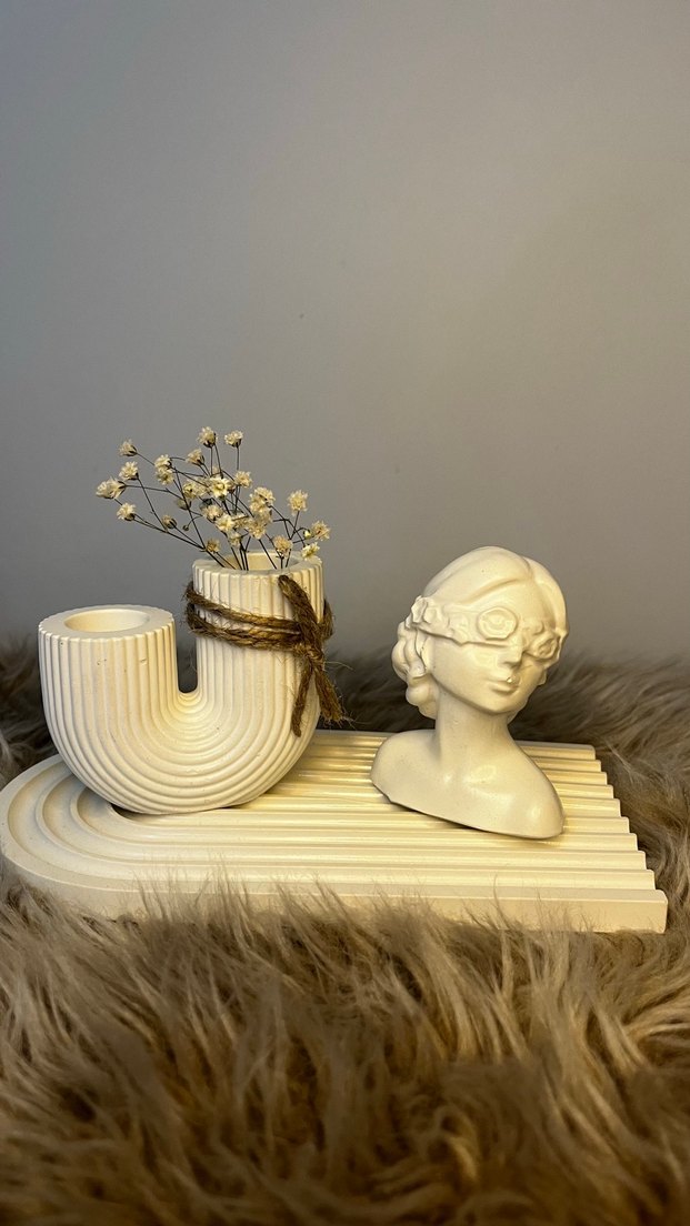 Beyaz Dekoratif Figür ve Vazo Seti - Görsel 3