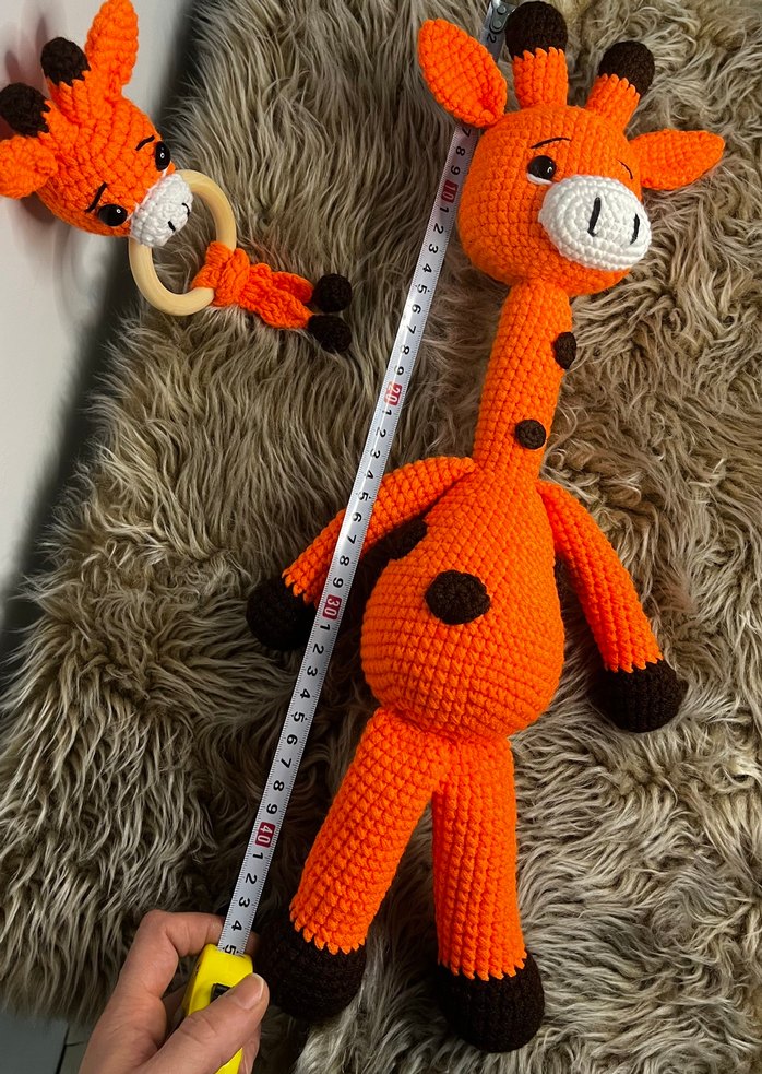 Amigurumi örgü Zürafa Diş Kaşıyıcı ve Oyuncak bebek hediyesi - Görsel 3