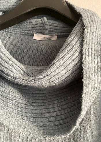 Açık mavi Yüksek Yakalı Örgü Kadın Kazak - Görsel 4