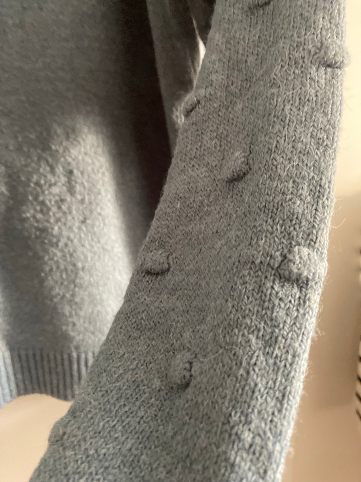 Açık mavi Yüksek Yakalı Örgü Kadın Kazak - Görsel 2