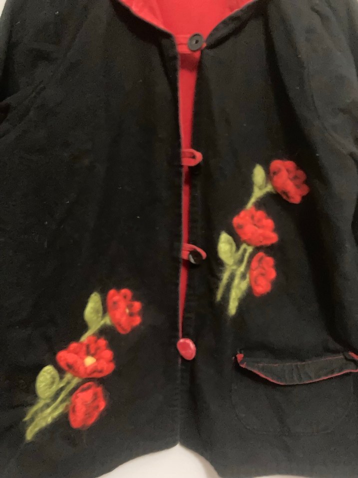 Nakışlı Kırmızı Kapüşonlu Kadın Ceket - Görsel 5