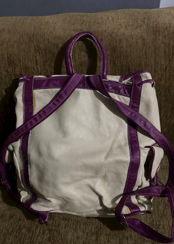 Mor Kenarlı deri Kadın Sırt Çantası - Görsel 4