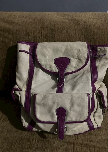 Mor Kenarlı deri Kadın Sırt Çantası - Görsel 3