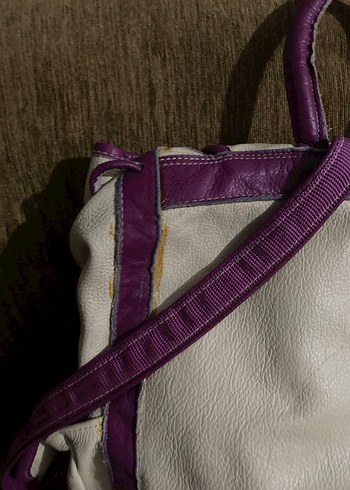 Mor Kenarlı deri Kadın Sırt Çantası - Görsel 5