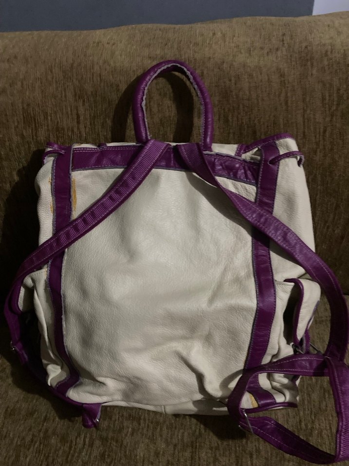 Mor Kenarlı deri Kadın Sırt Çantası - Görsel 4