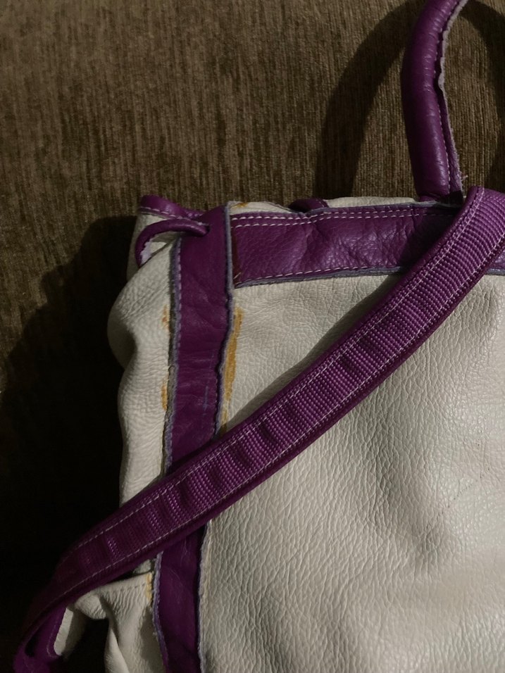 Mor Kenarlı deri Kadın Sırt Çantası - Görsel 5