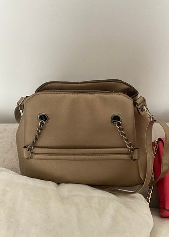 Püsküllü bakır /Pembe Deri Kadın ikili Çanta - Görsel 3