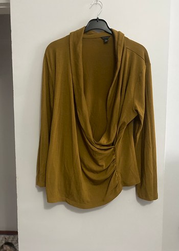 Hardal ince trko Kadın Salaş Uzun Kollu Bluz - Görsel 3