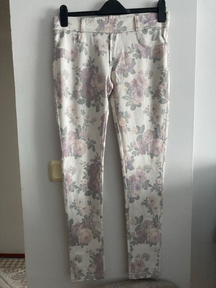 Pastel Çiçek Desenli Kadın tayt Pantolon - Görsel 3