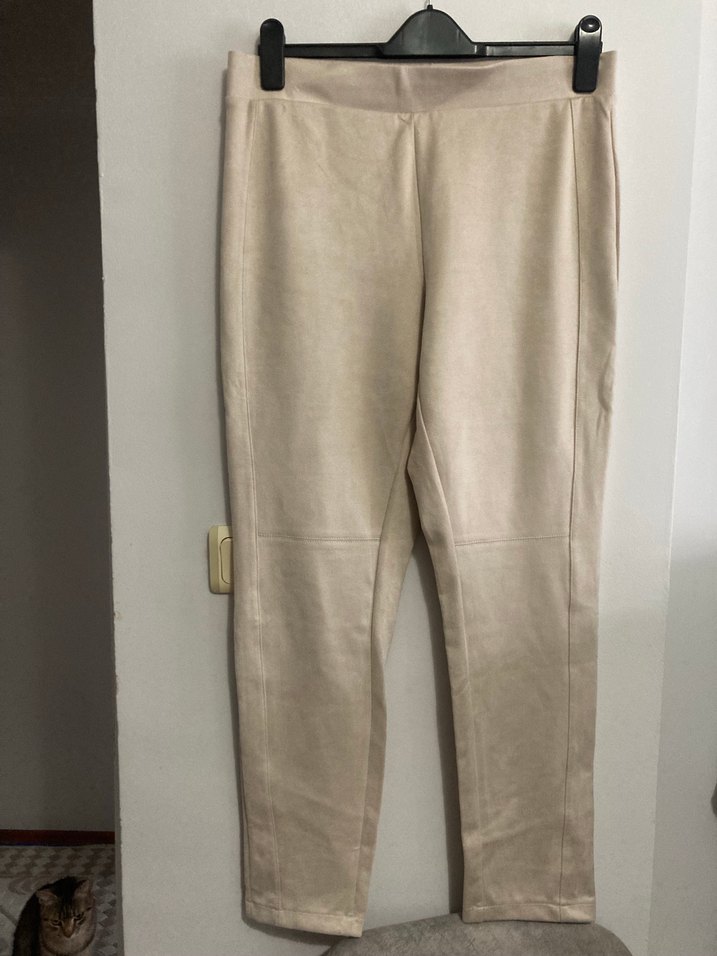 Bej Süet Kadın Kumaş Pantolon - Görsel 2