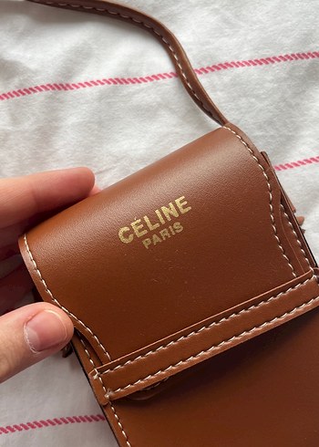 Celine Parlak Kahverengi Fermuarlı Kadın Gözlük telefon çanta - Görsel 3