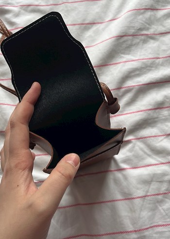 Celine Parlak Kahverengi Fermuarlı Kadın Gözlük telefon çanta - Görsel 4