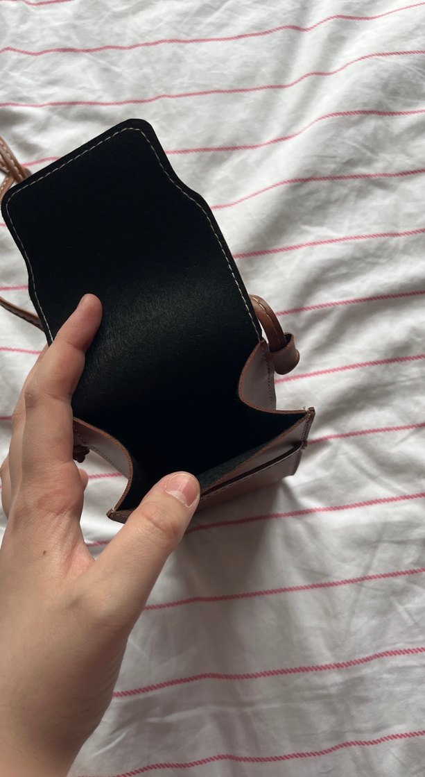 Celine Parlak Kahverengi Fermuarlı Kadın Gözlük telefon çanta - Görsel 4