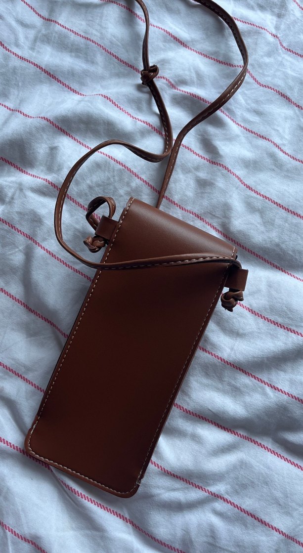 Celine Parlak Kahverengi Fermuarlı Kadın Gözlük telefon çanta - Görsel 5