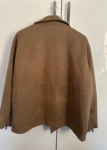 l Beden camel Renk Bej Süet Kadın Biker Ceket