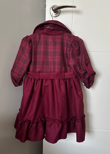 Bordo Kemerli Kız Çocuk Elbise - Görsel 2