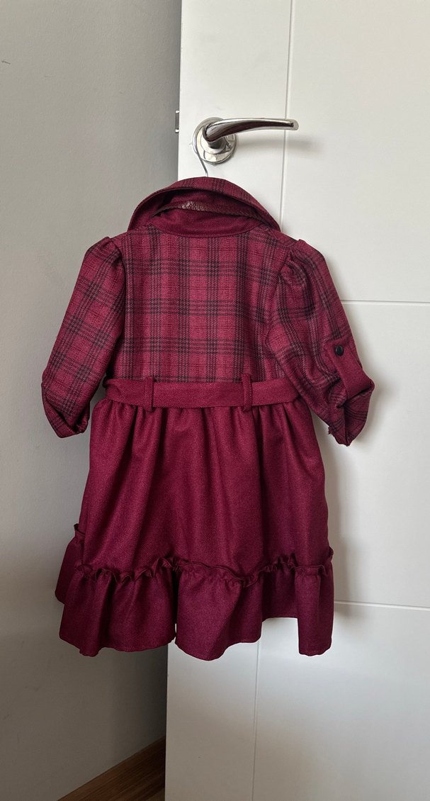 Bordo Kemerli Kız Çocuk Elbise - Görsel 2