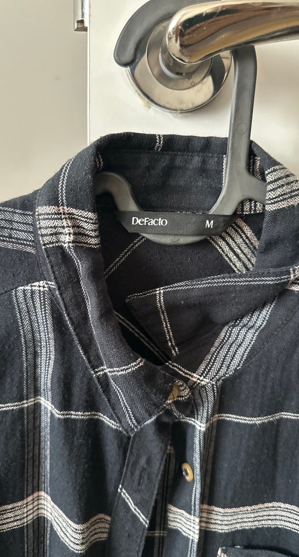 Siyah Ekose Desenli Kadın Gömlek - Görsel 2