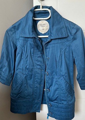 Bershka Düğmeli Mavi Denim Midi Ceket