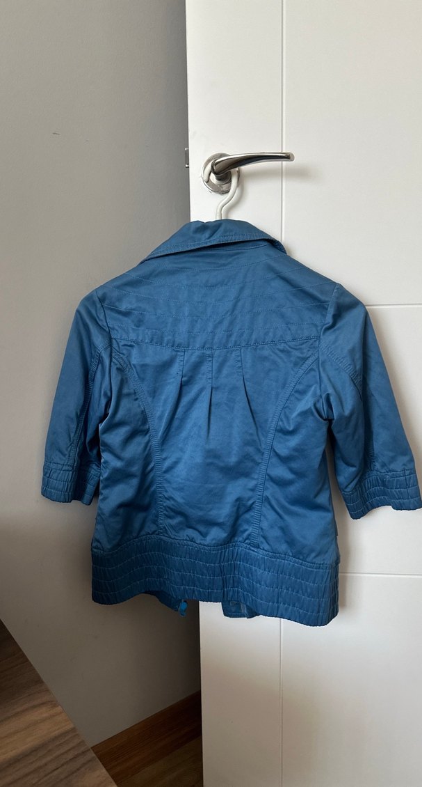 Düğmeli Mavi Denim Midi Ceket - Görsel 3