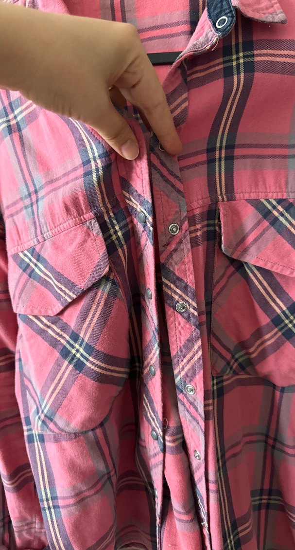 Pembe Ekose Desenli Uzun Kollu Kadın Gömlek - Görsel 3