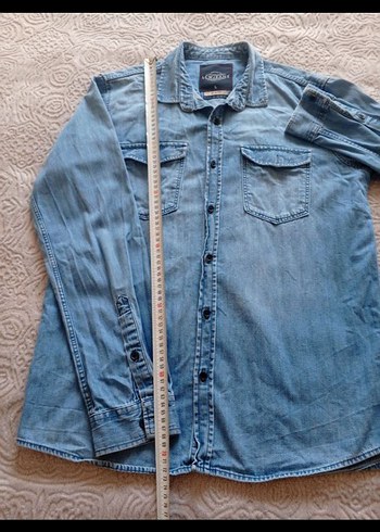 Erkek Mavi Denim Gömlek Uzun Kollu - Görsel 6