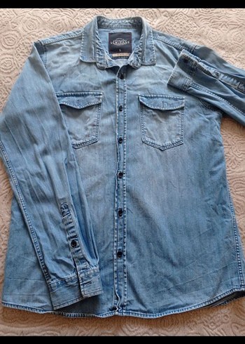 Erkek Mavi Denim Gömlek Uzun Kollu - Görsel 2