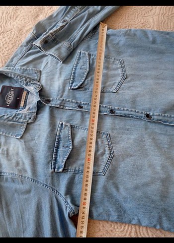 Erkek Mavi Denim Gömlek Uzun Kollu - Görsel 8