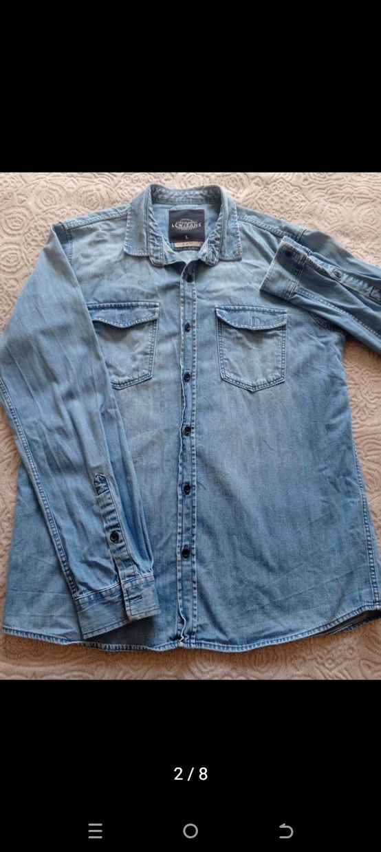 Erkek Mavi Denim Gömlek Uzun Kollu - Görsel 2