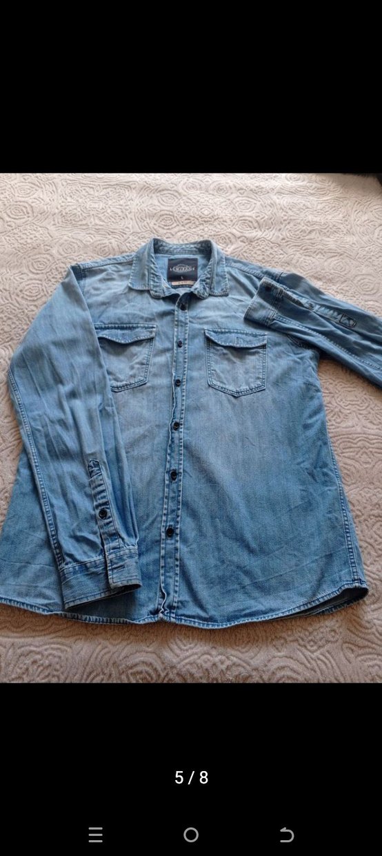 Erkek Mavi Denim Gömlek Uzun Kollu - Görsel 5