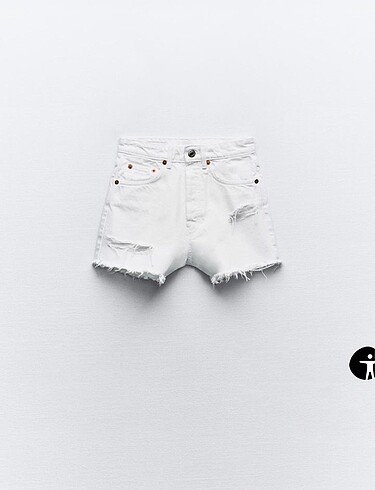 Zara TRF YÜKSEK BEL DISTRESSED DENIM ŞORT