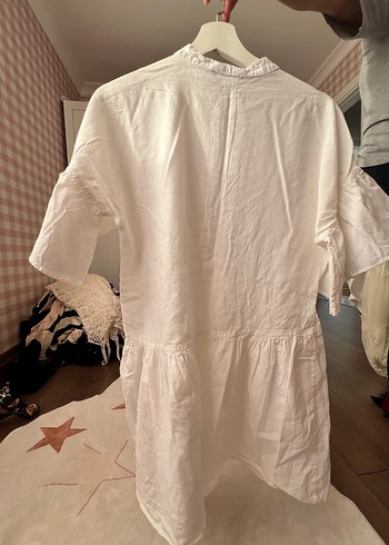 Beyaz Keten Düğmeli Pareo - Görsel 2