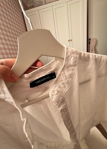 Beyaz Keten Düğmeli Pareo - Görsel 3