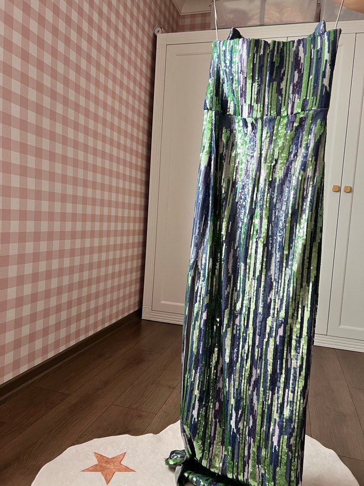 İpekyol Kadın Çok Renkli İşlemeli Uzun Straplez Elbise - Görsel 4