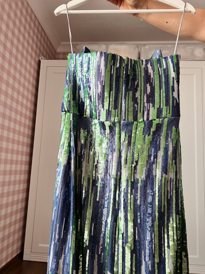 İpekyol Kadın Çok Renkli İşlemeli Uzun Straplez Elbise - Görsel 3